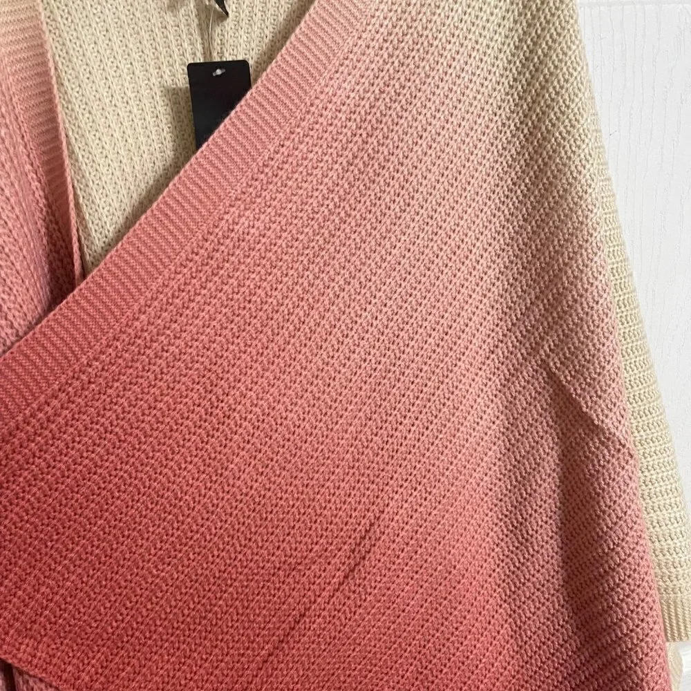 Torrid Womens NWT Beige Peach Ombre Dip Dye Open Front Knit Tricolor One Size